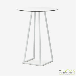 Linéa Lounge Rund 80 cm - Aluminium weiß  - Tischplatte melamine weiß