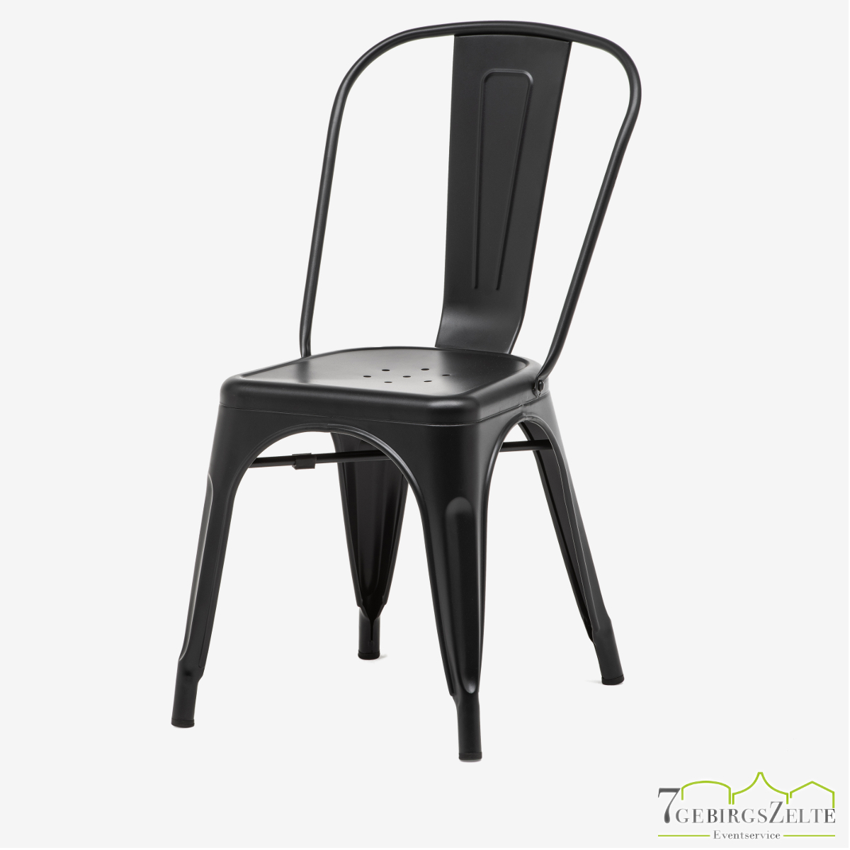 Tolix Stuhl, Stahl schwarz; mit Rückenlehne