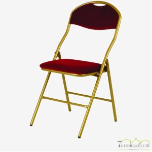 Folding chair  Super de Luxe gold frame - fire retardant red velvet  fabric